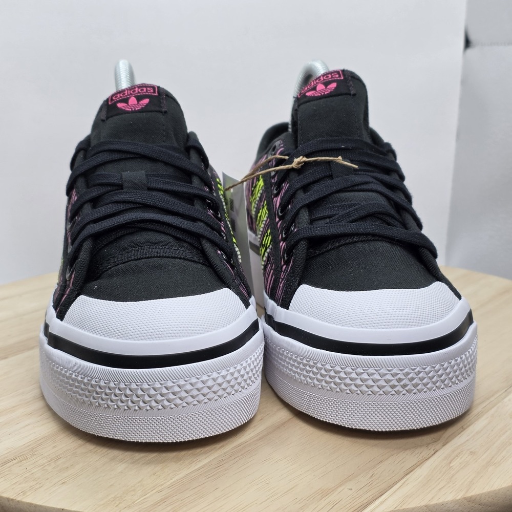 Women's Size 7 -Adidas Originals Nizza Platform Black Pink Zebra Lace Sneakers - Picture 2 of 9